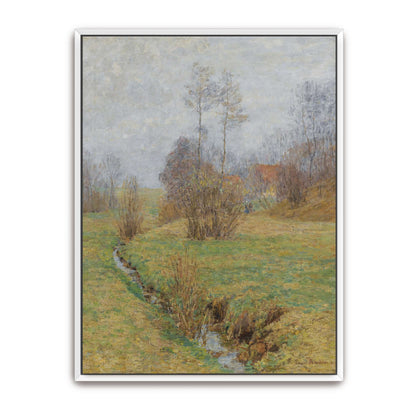 A stream flows through a grassy field by Paul Baum