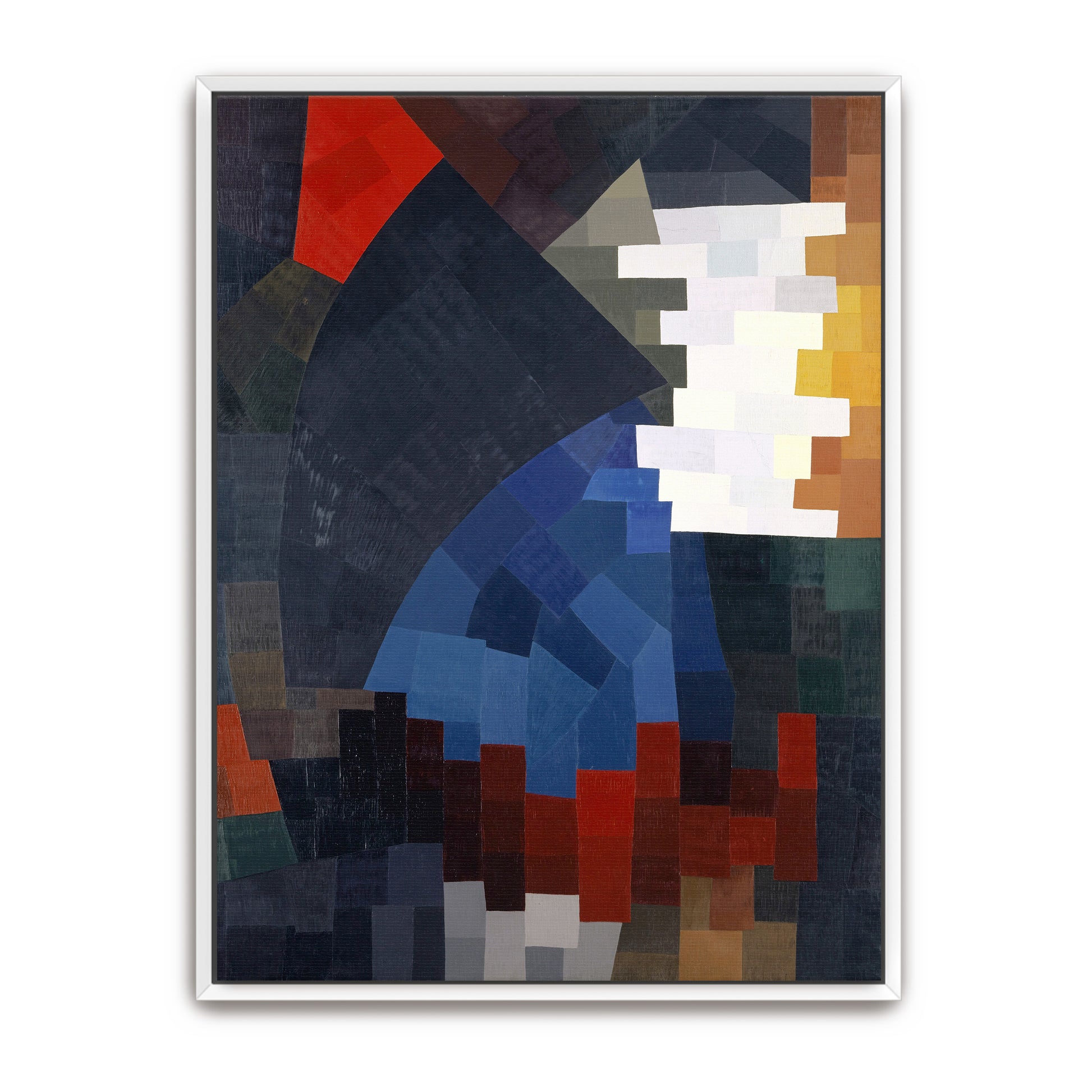 Geometric Abstract Composition With Red, Blue And White By Otto Freundlich