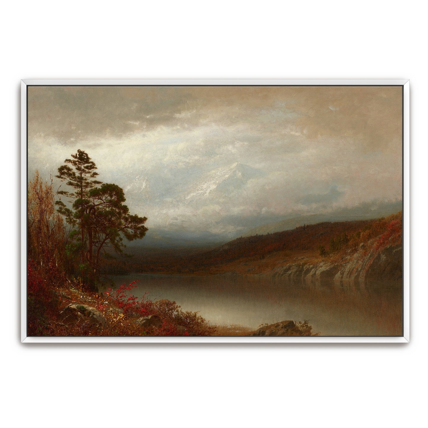 Adirondack Lake And Mountains Under Cloudy Sky By Alexander Helwig Wyant