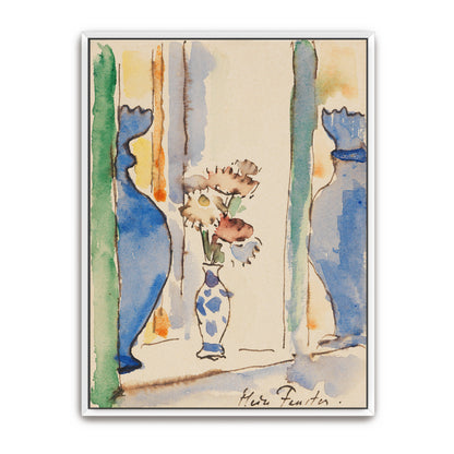 Two Blue Vases With Flowers In Window By Alexej Von Jawlensky