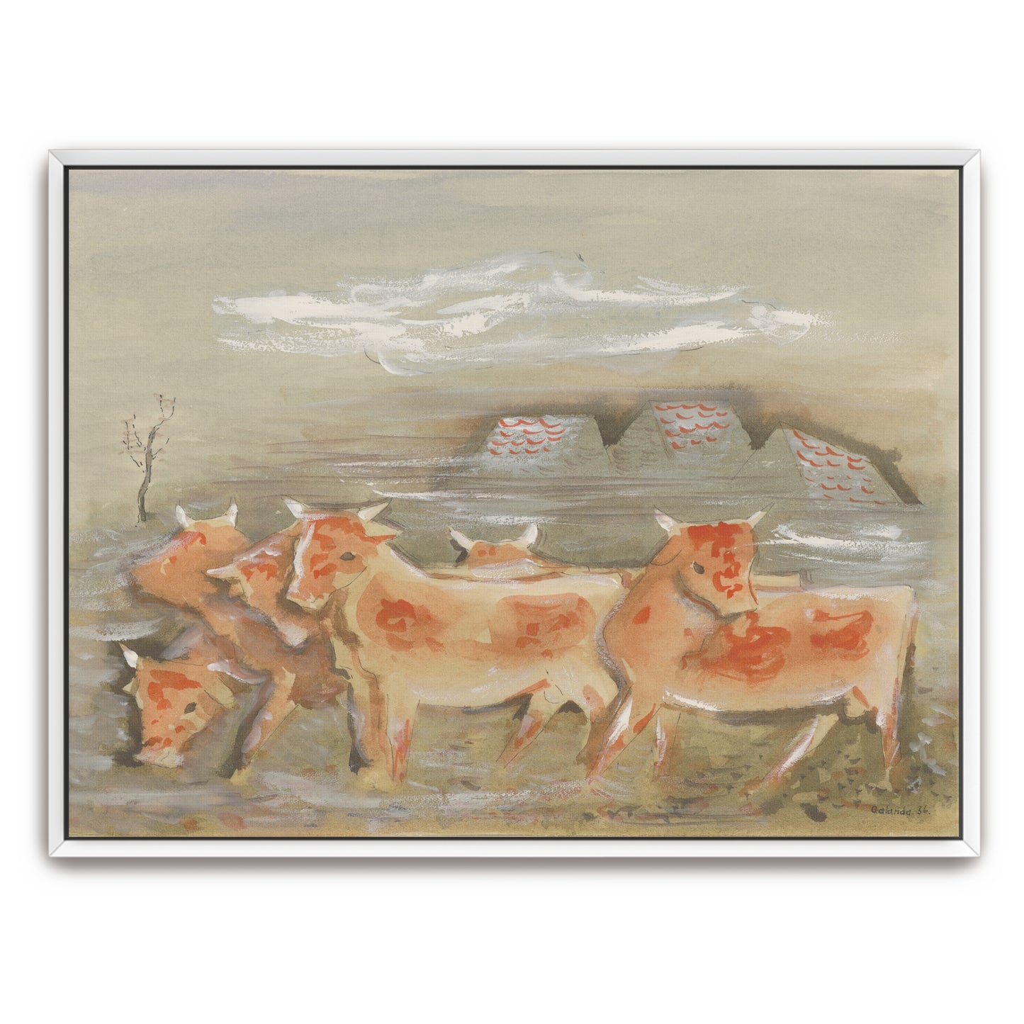 Herd Of Cows In A Landscape By Mikuláš Galanda