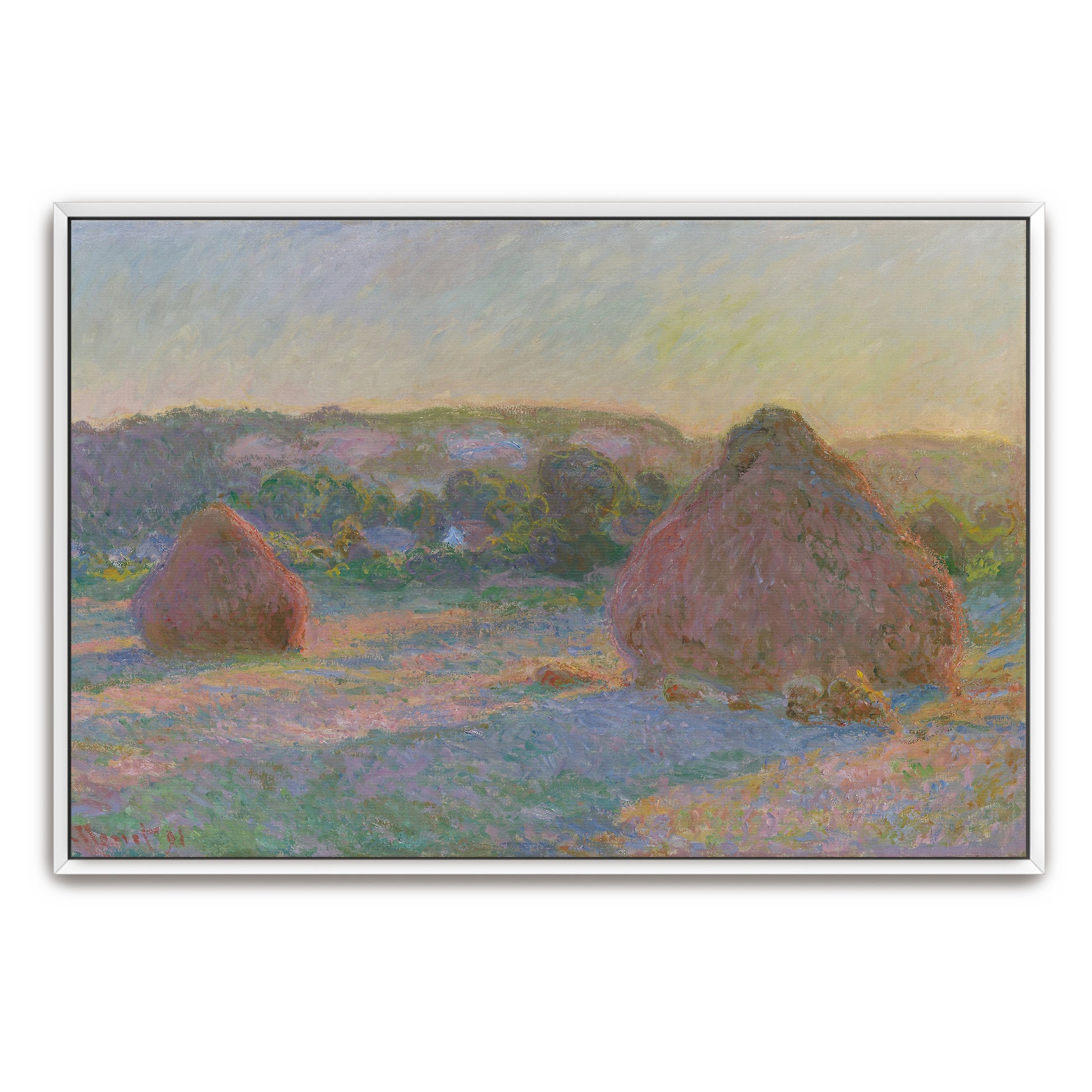 Haystacks In A Field At Sunset, Impressionist Landscape By Claude Monet