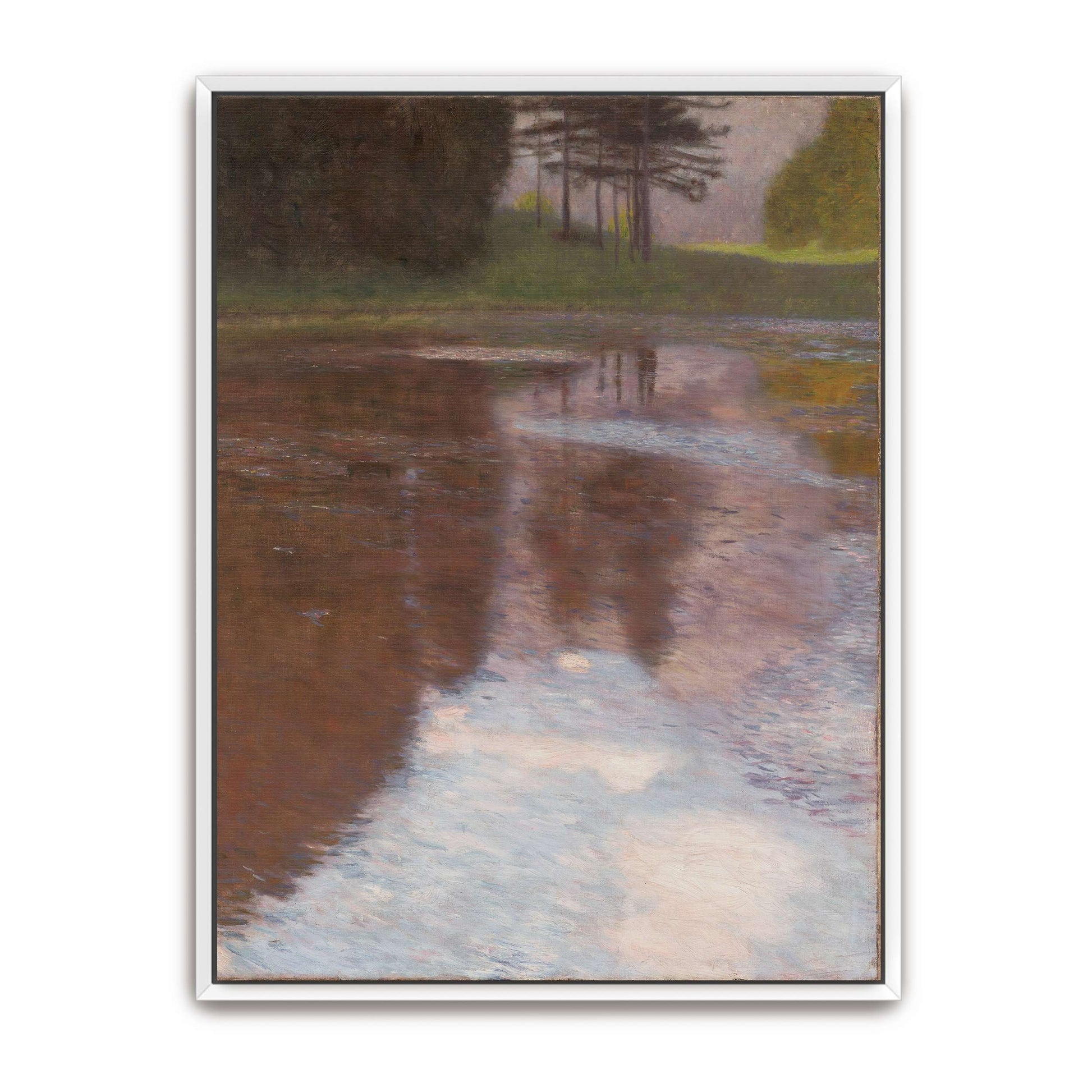 Tranquil pond with trees reflected by Gustav Klimt