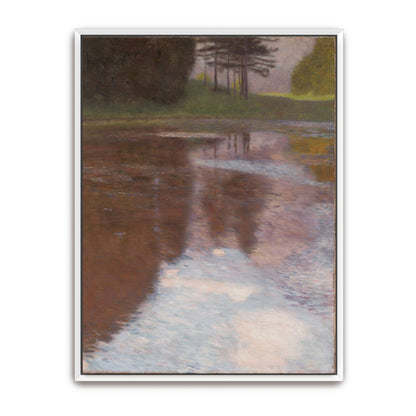 Tranquil pond with trees reflected by Gustav Klimt