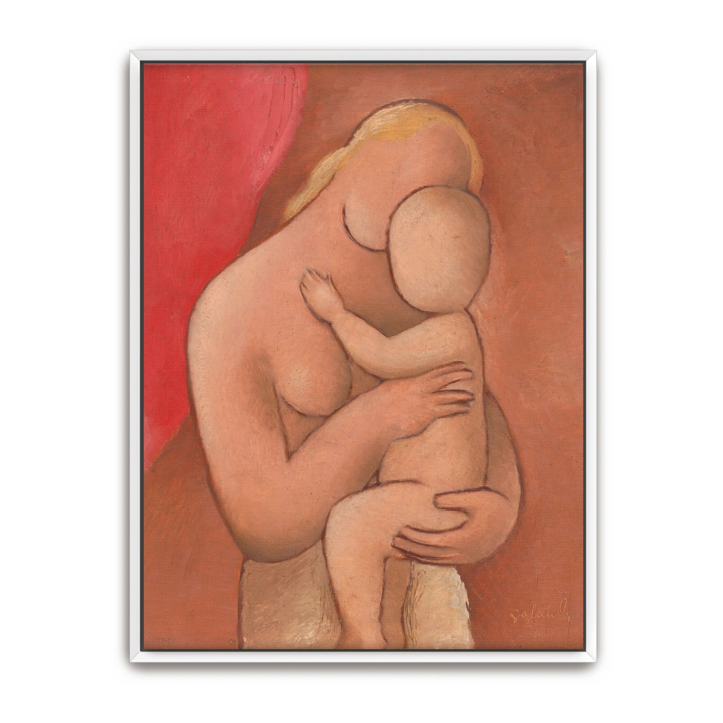 Mother And Child Embrace In Warm Hues By Mikuláš Galanda