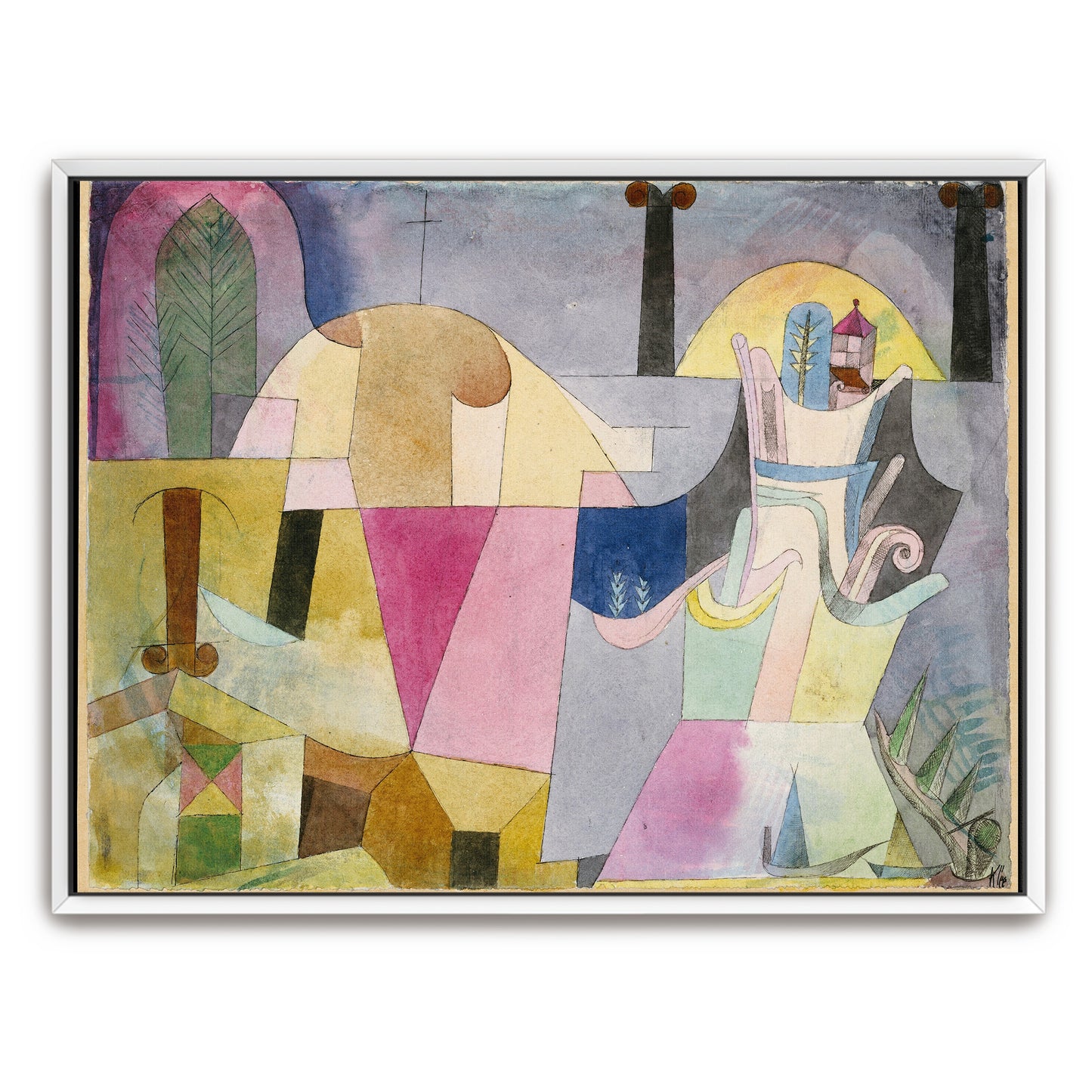 Abstract Landscape With Black Columns And Geometric Shapes By Paul Klee