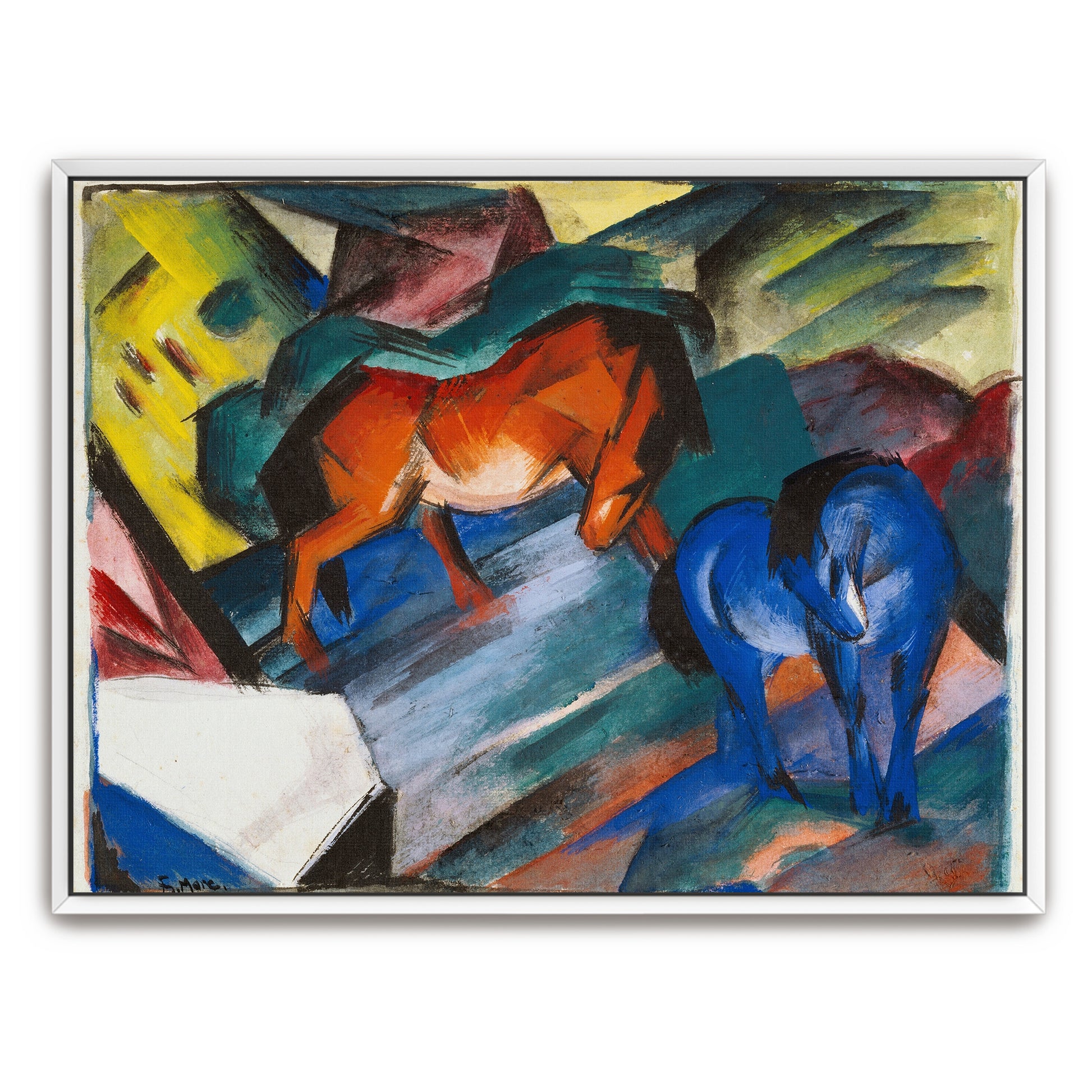 Two Horses In A Landscape By Franz Marc