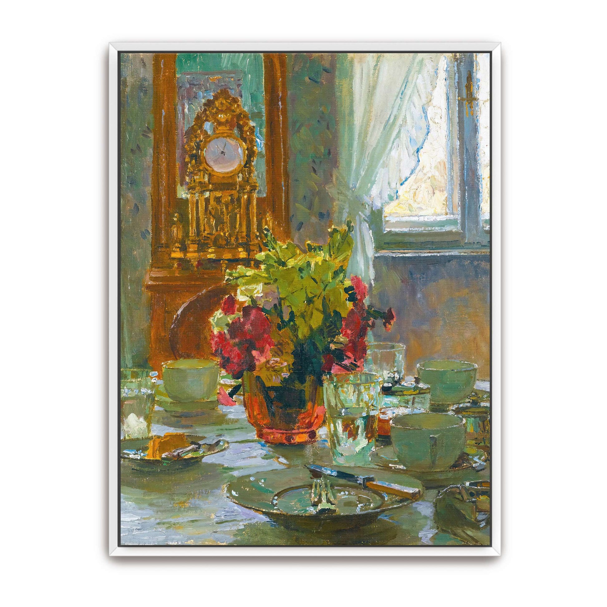 Breakfast table with flowers by Carl Moll