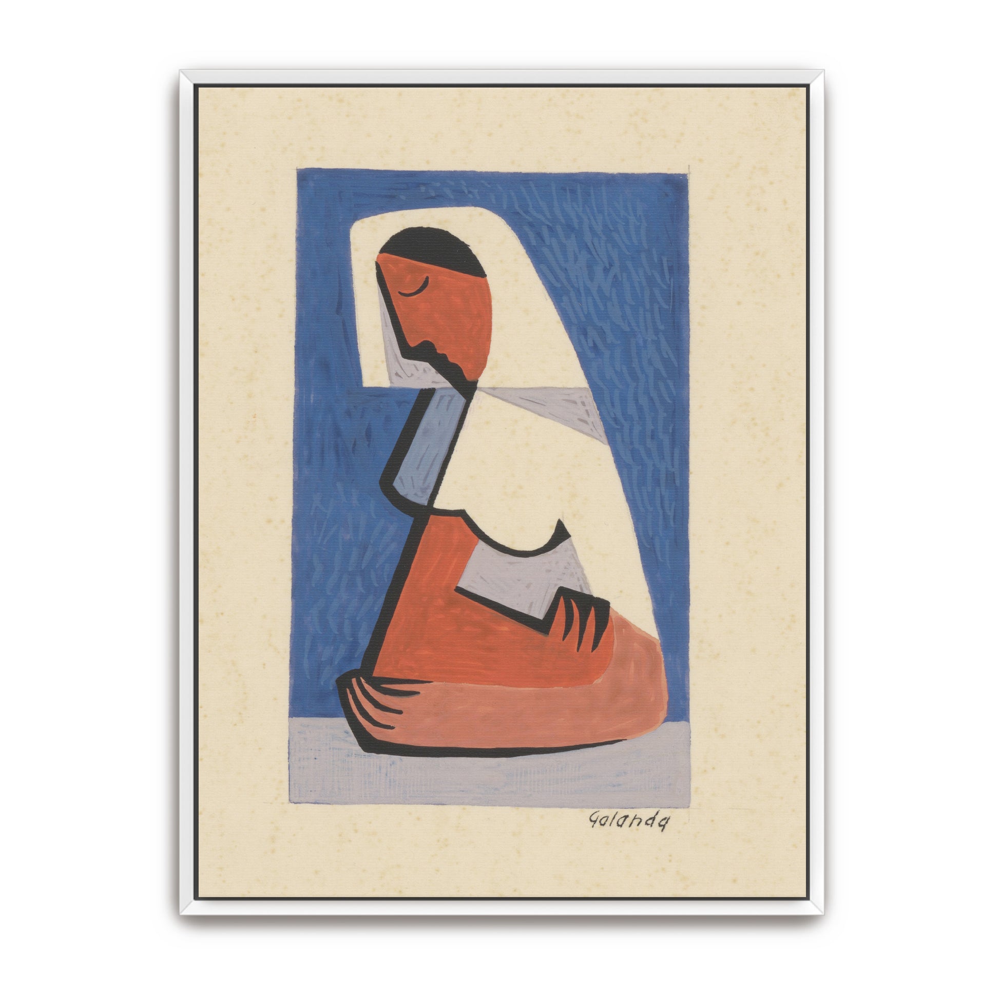 Cubist Style Portrait Of Woman In White By Mikuláš Galanda