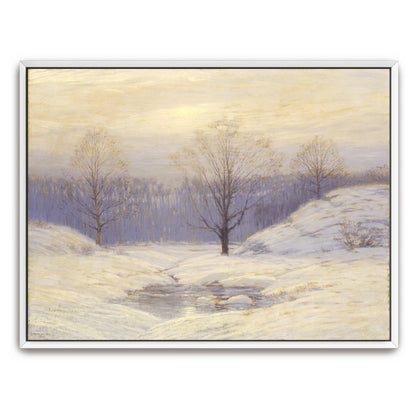 Winter Landscape With Stream And Trees By Leonard Ochtman