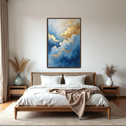 Abstract Gold And Blue Clouds By Yara Rabibzad