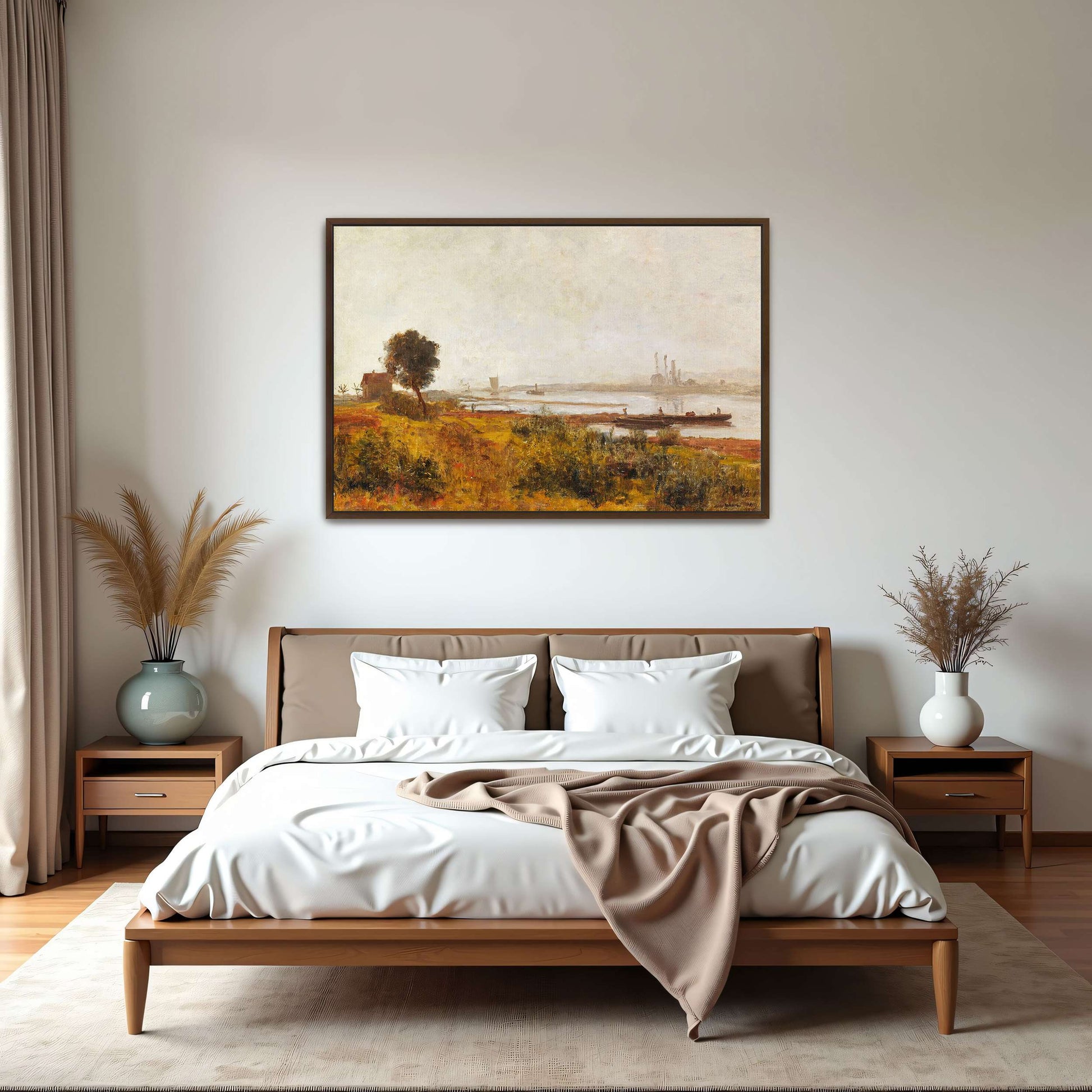 River Landscape with Boats and a House by Paul Baum