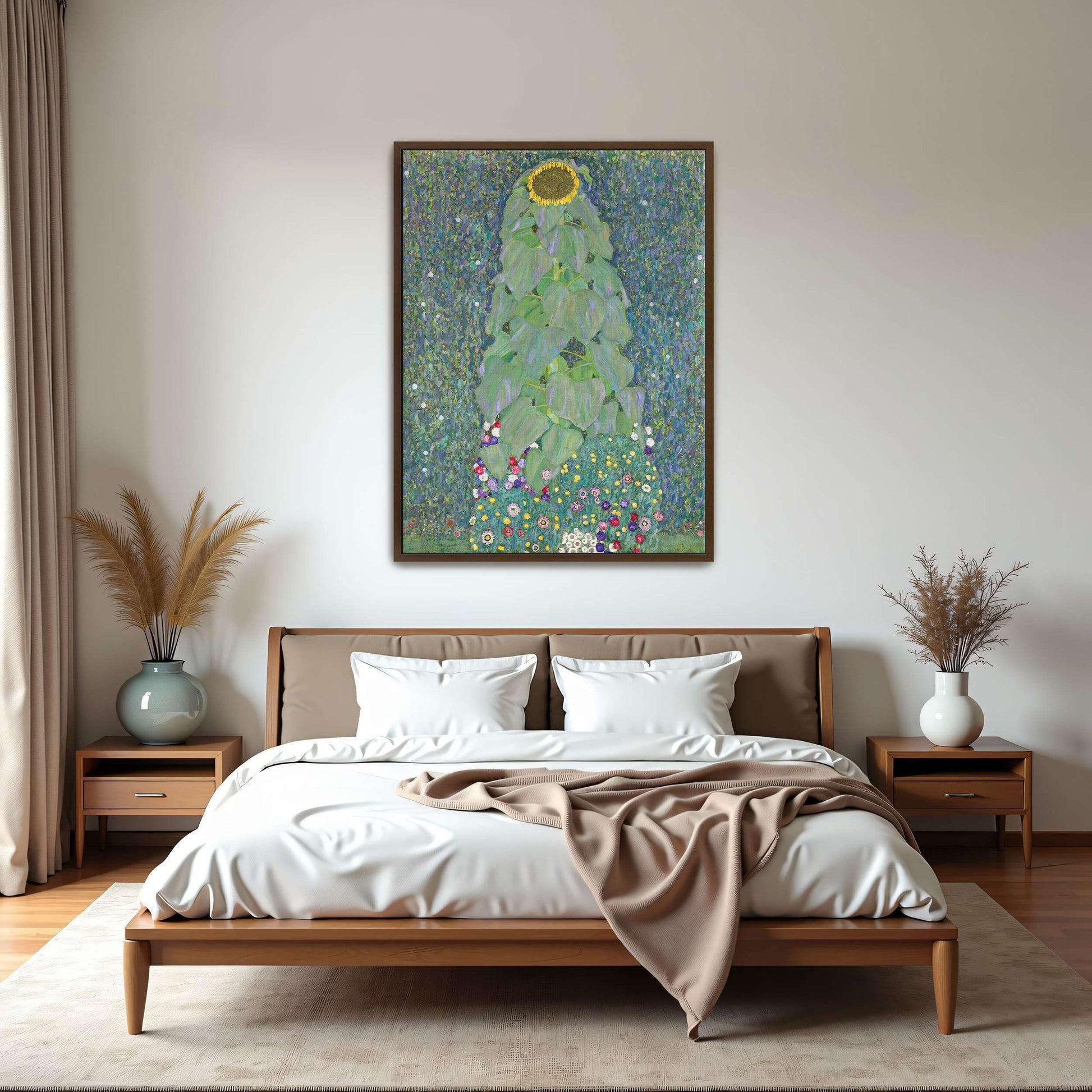 A single sunflower in a field of flowers by Gustav Klimt
