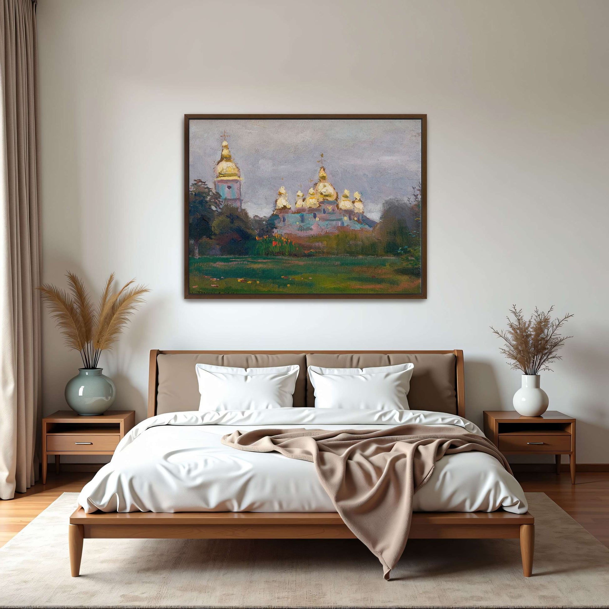 Church with Golden Domes in Landscape by Jan Stanislawski