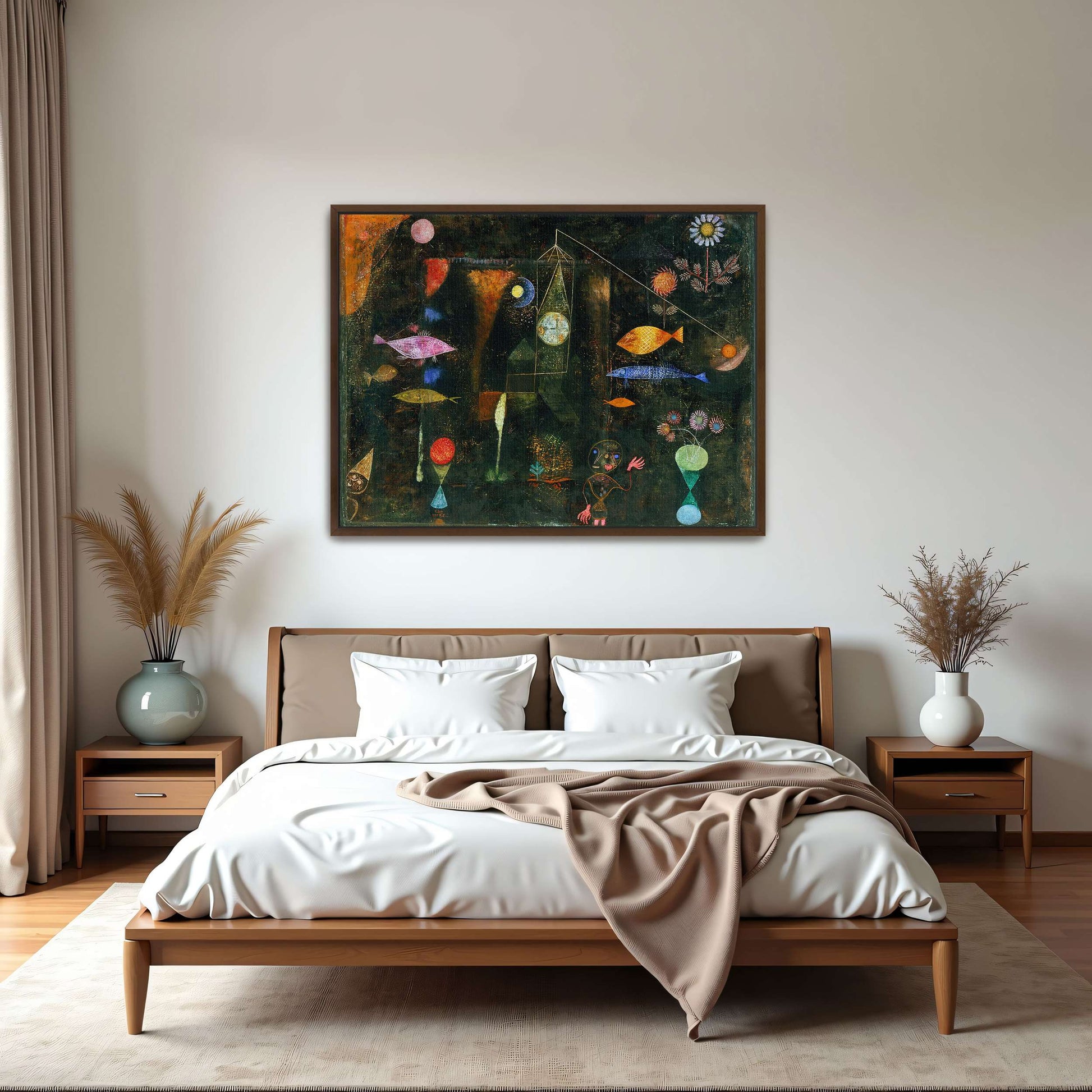 Surrealist Fish And Flowers In A Dark World By Paul Klee