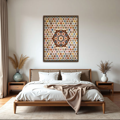 Honeycomb Quilt Patterned Floral Design By Elizabeth Van Horne Clarkson