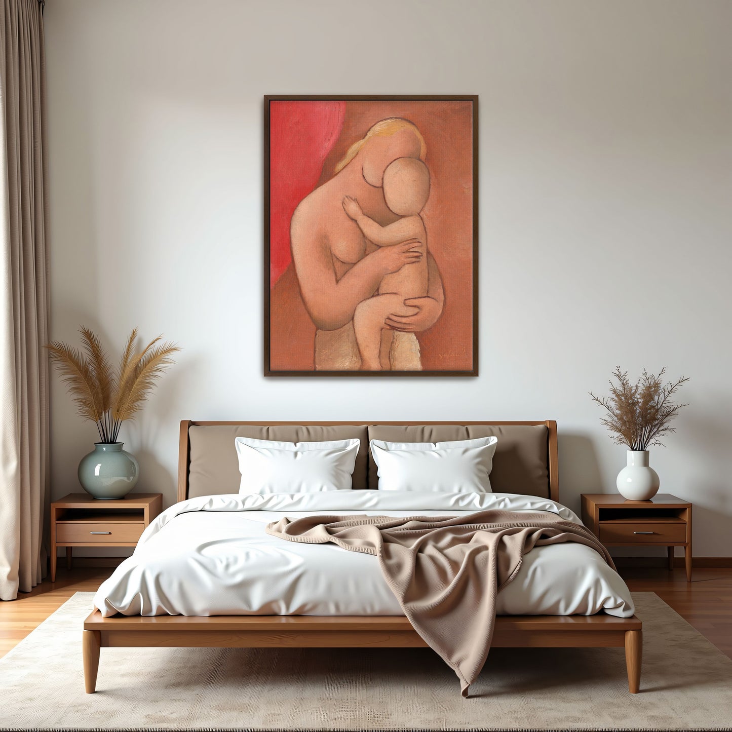 Mother And Child Embrace In Warm Hues By Mikuláš Galanda