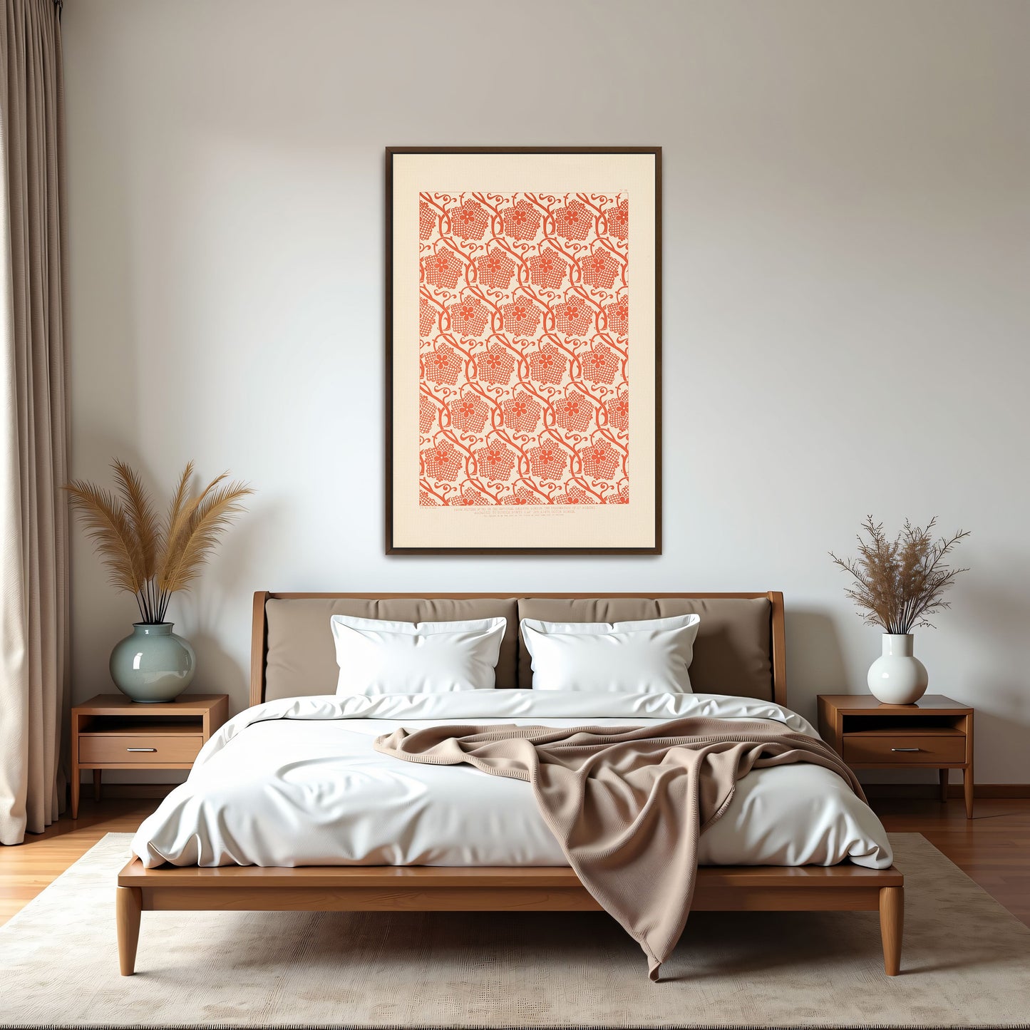 Orange Floral Pattern On White Background By Sydney Vacher