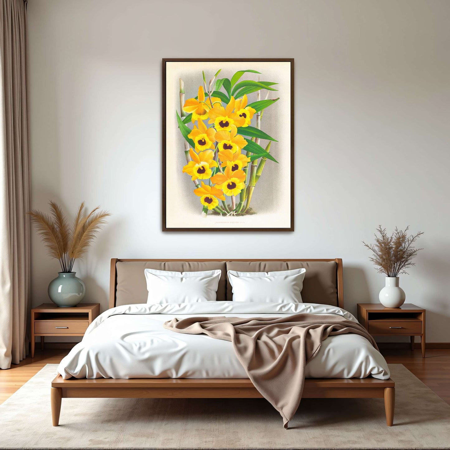 Yellow orchid botanical illustration by Jean Jules Linden