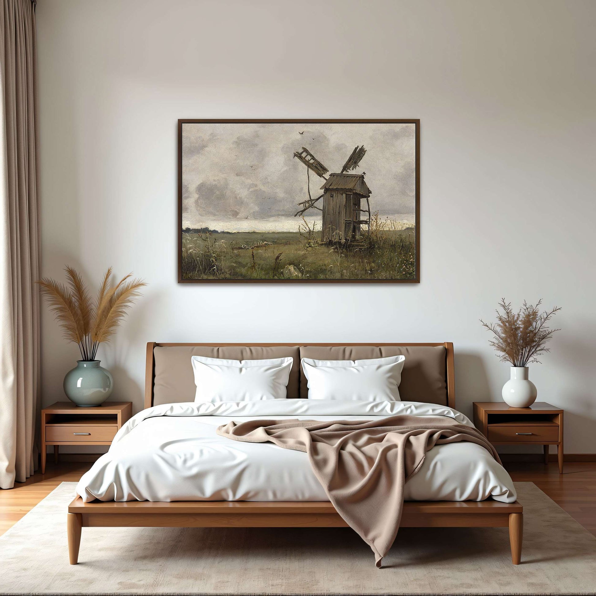 A dilapidated windmill in a field by Jan Stanislawski