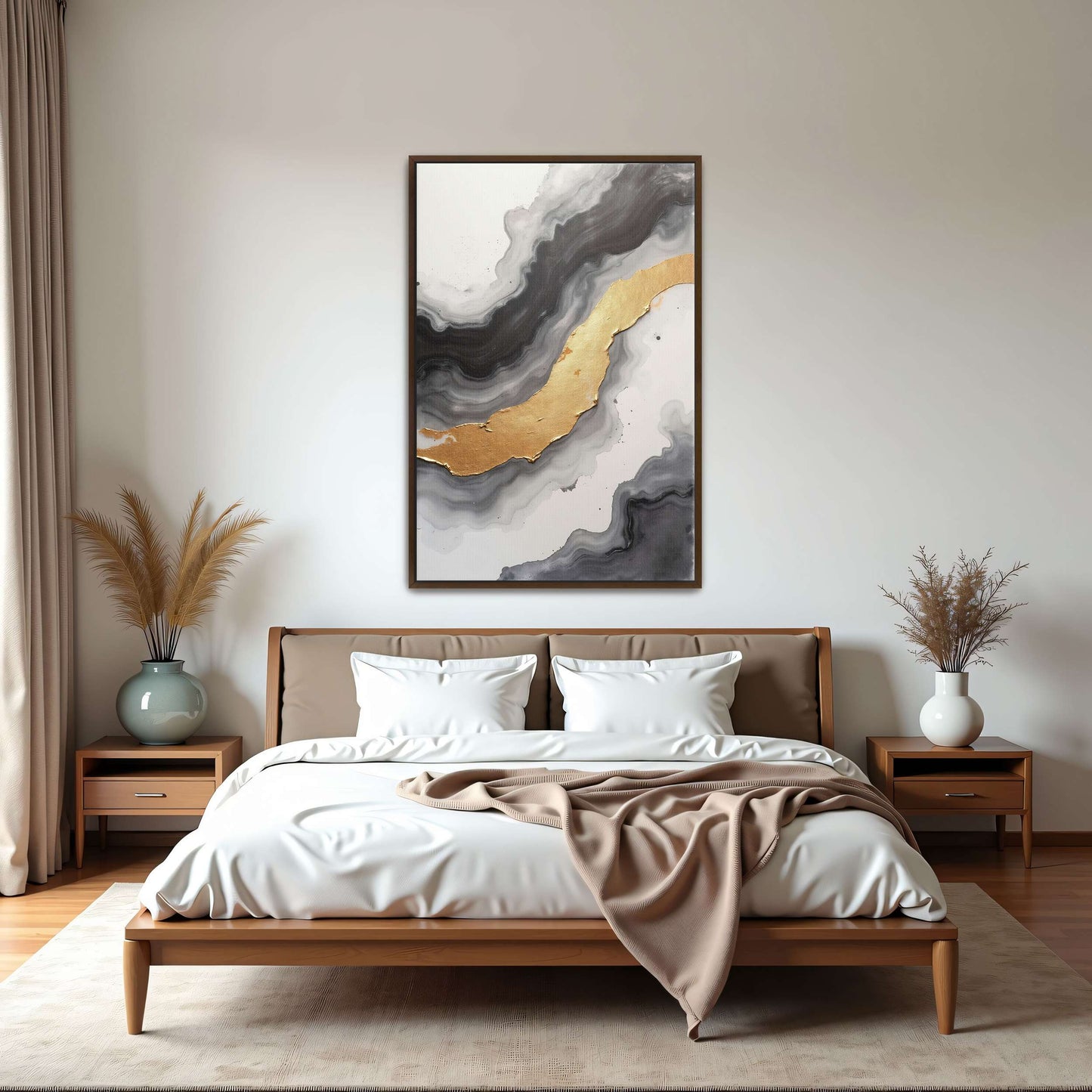Abstract Gold And Grey Swirls By Yara Rabibzad