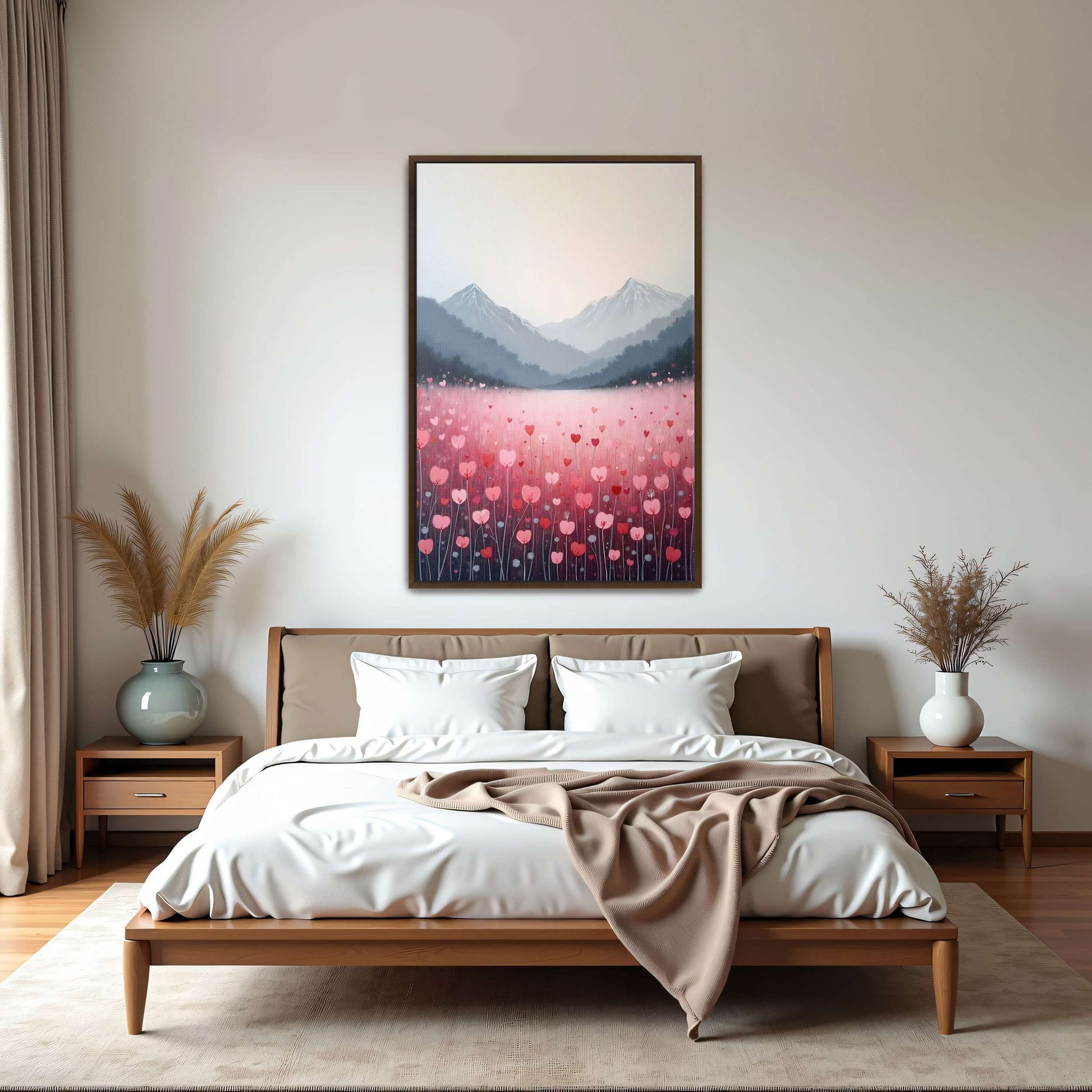 Heart Shaped Flowers Field In Mountains By Yara Rabibzad