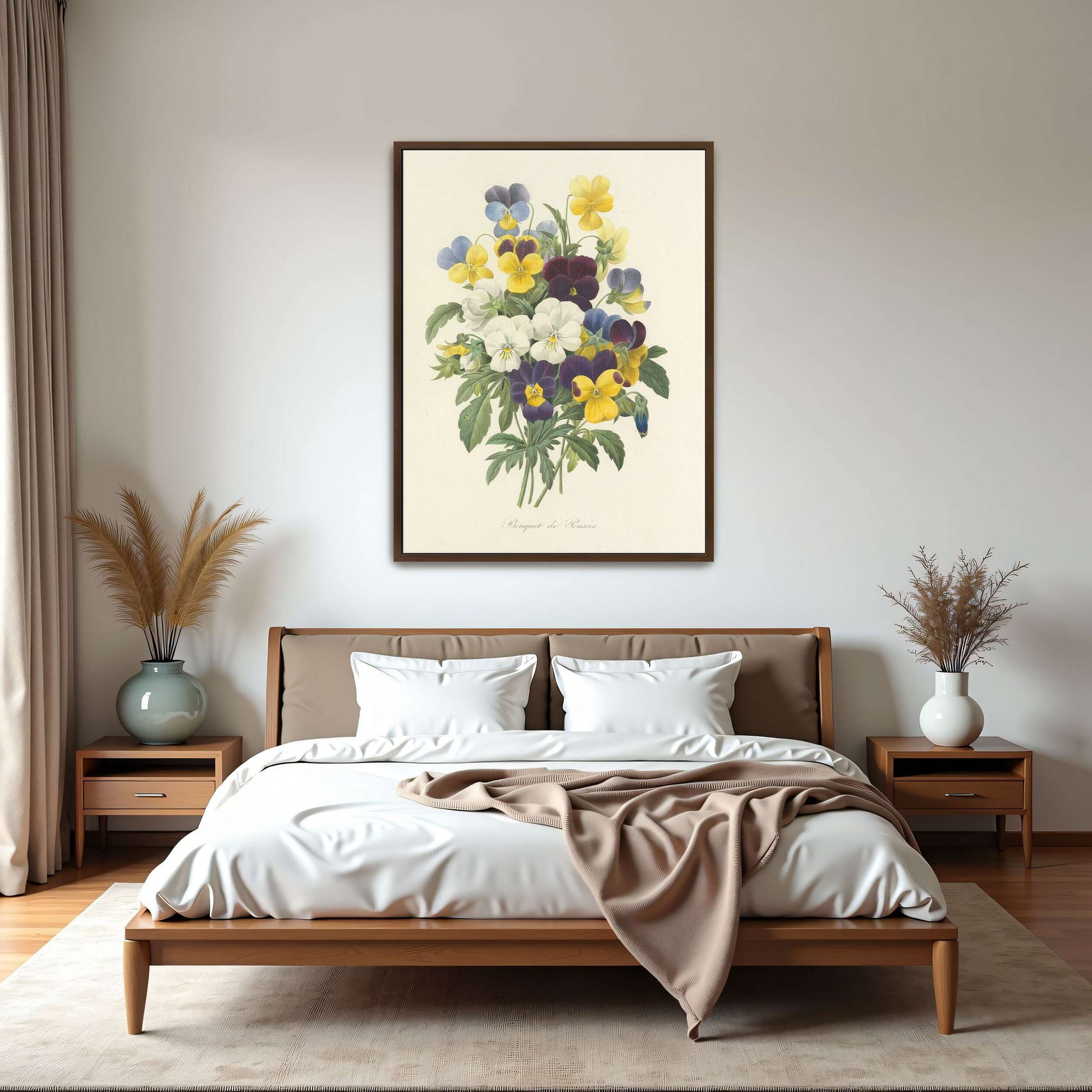 Pansies bouquet illustration by Pierre Joseph Redouté