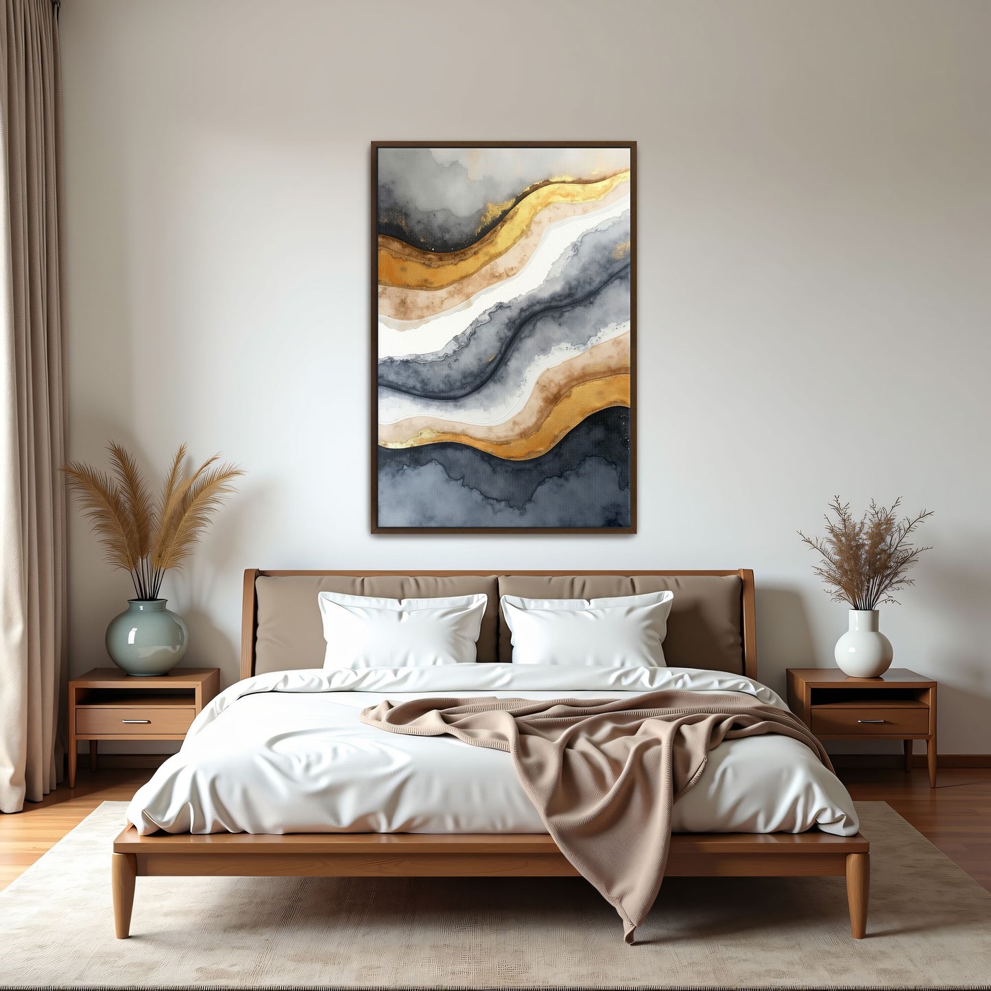 Abstract Gold And Grey Swirls By Yara Rabibzad