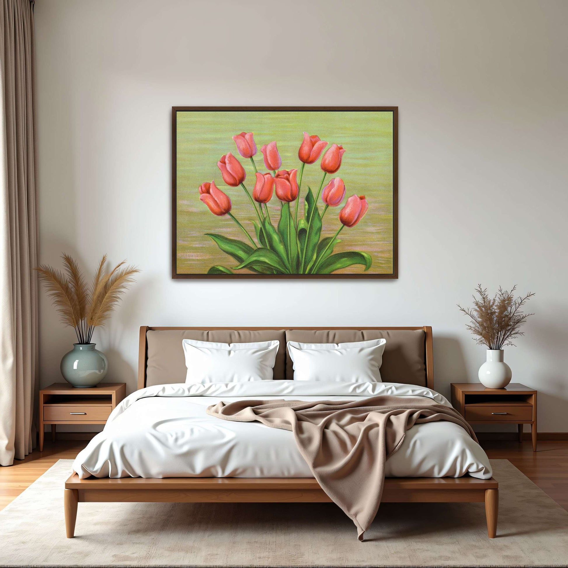 Red tulips in a vase by Lafayette F. Cargill