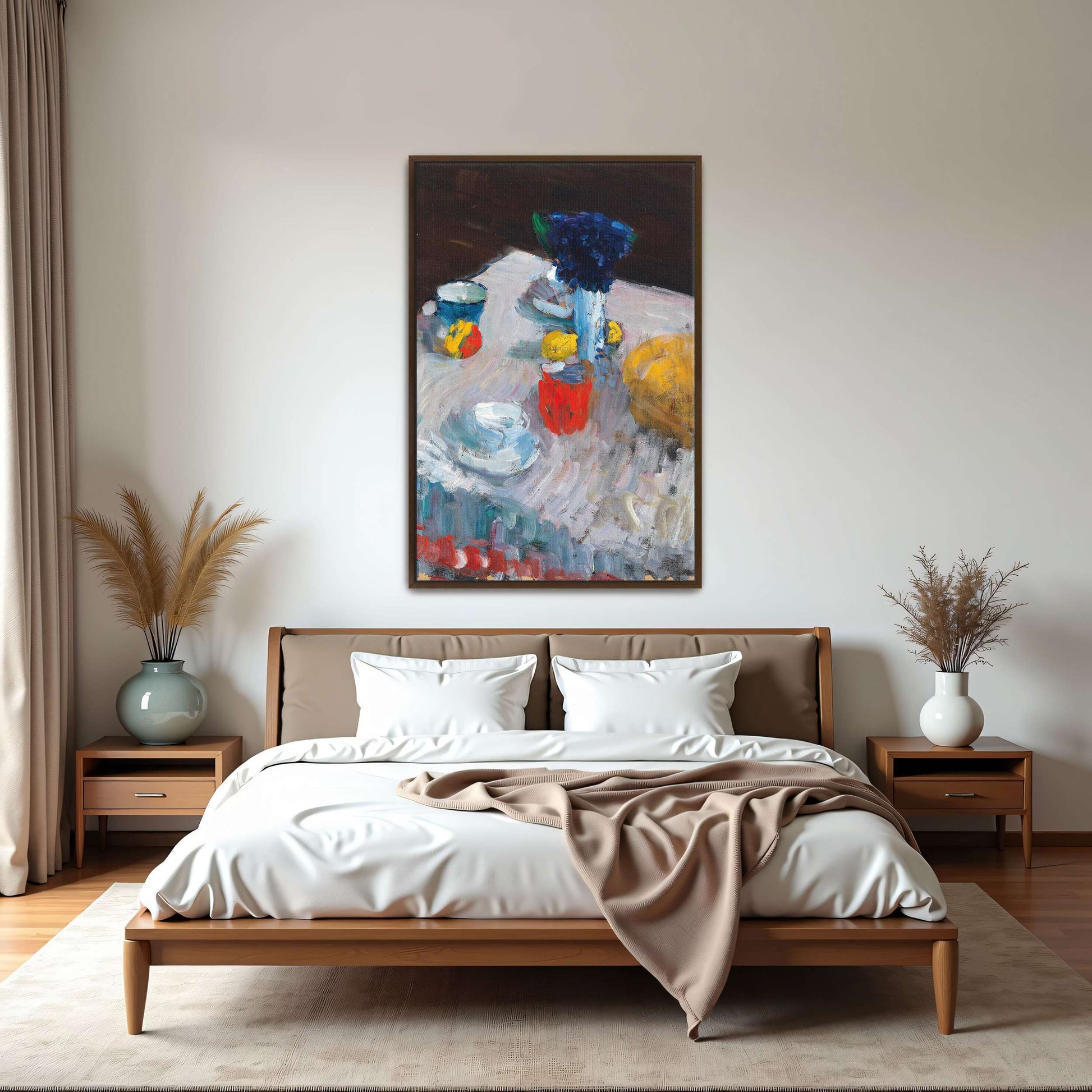 Still Life With Blue Flowers And Yellow Fruit By Alexej Von Jawlensky