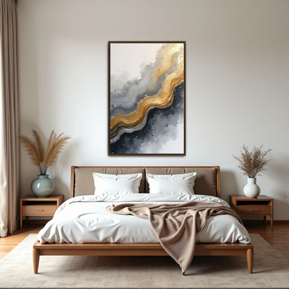 Abstract Gold And Grey Swirls By Yara Rabibzad