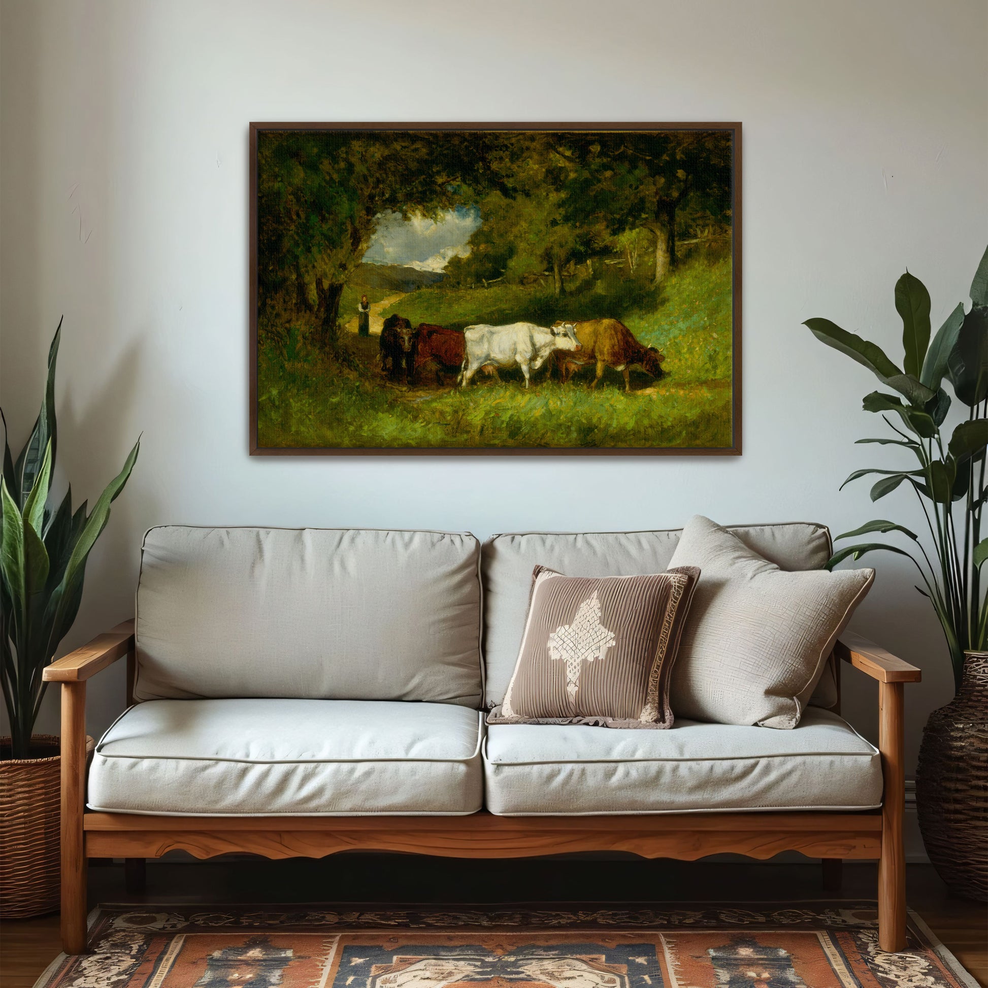 Cows Grazing In A Pastoral Setting By Edward Mitchell Bannister