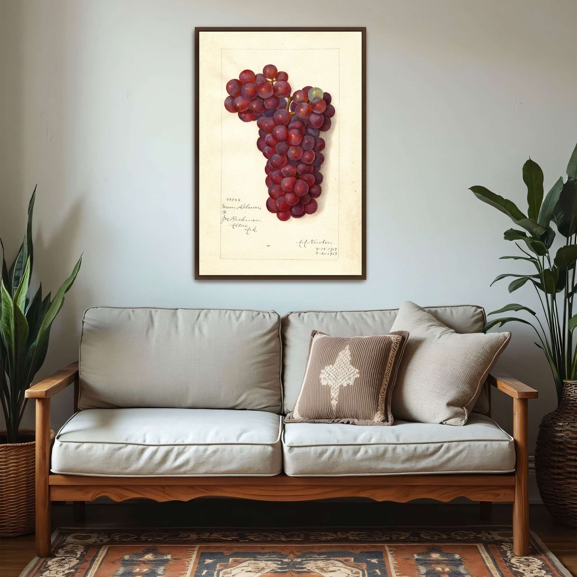 Watercolor painting of grapes by Amanda Almira Newton