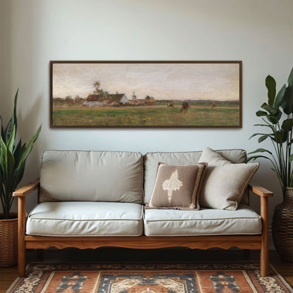 farmhouse in a field with a cloudy sky by Eugen Jettel