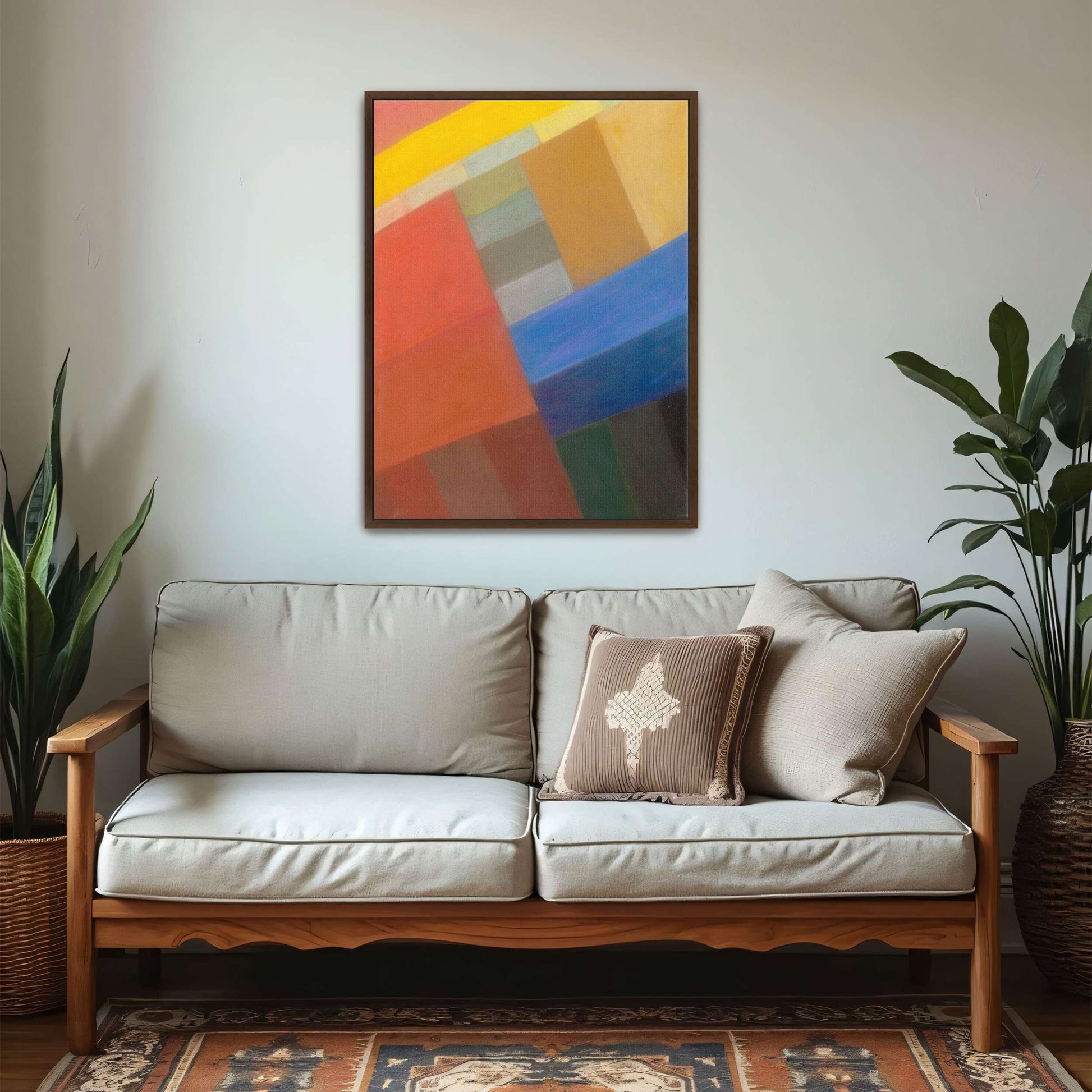Abstract geometric art with colorful squares by Otto Freundlich