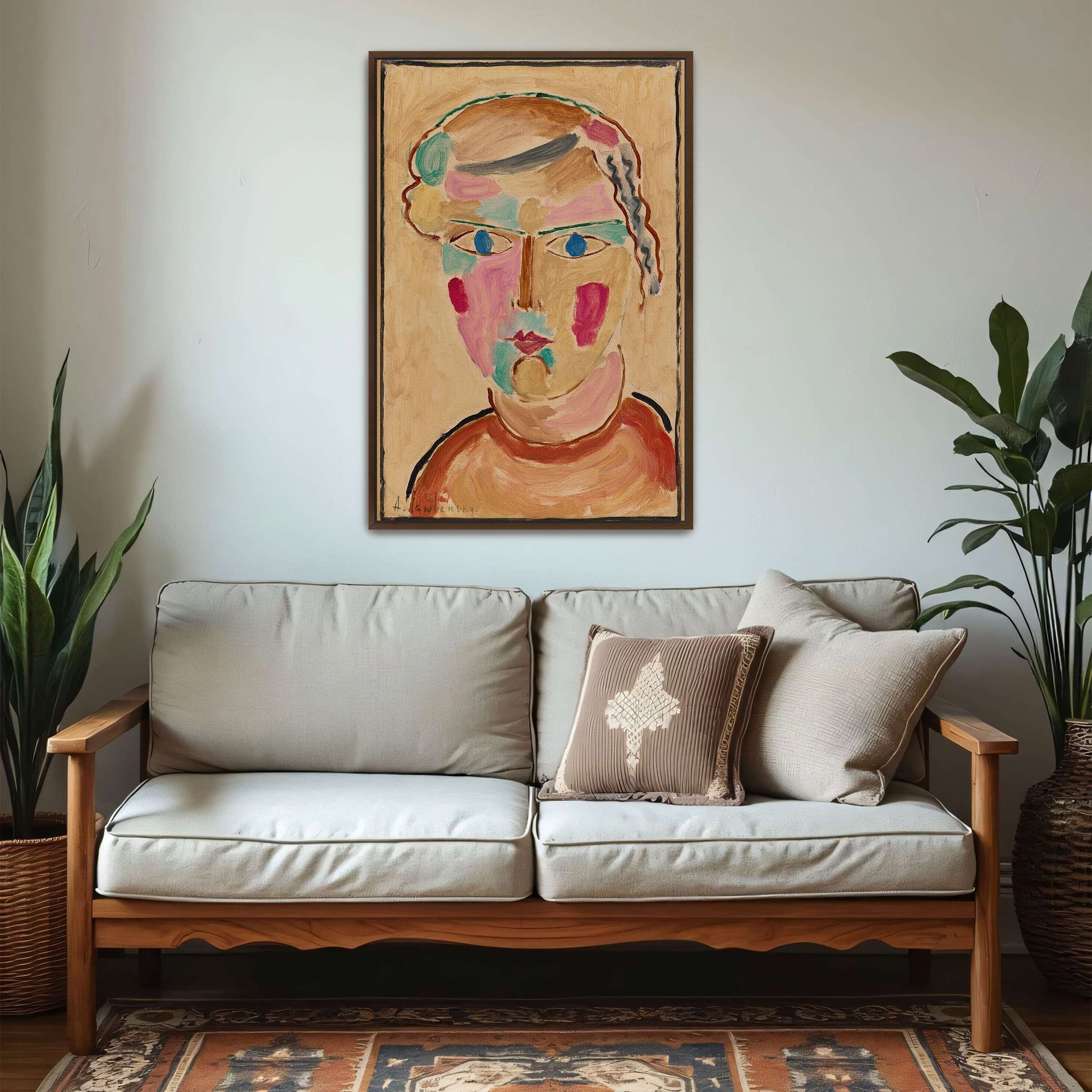 Expressionist Portrait With Bold Colors And Abstract Features By Alexej Von Jawlensky