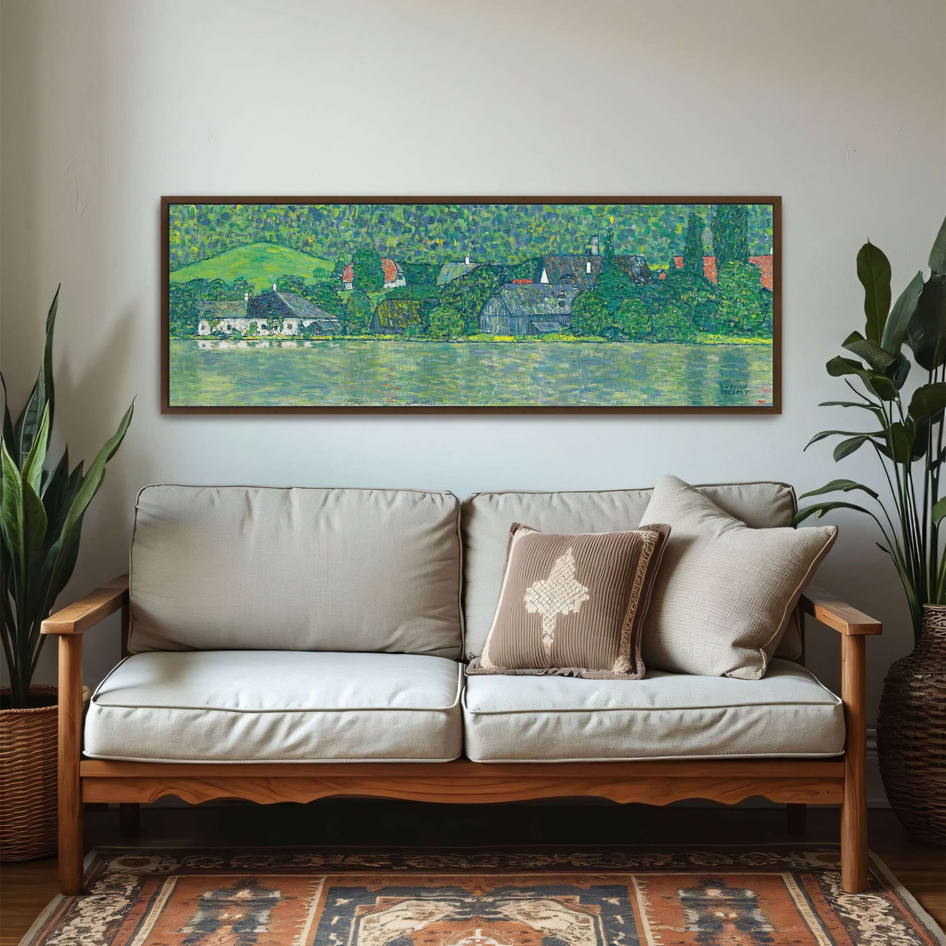 Village by a Lake with Green Hills by Gustav Klimt