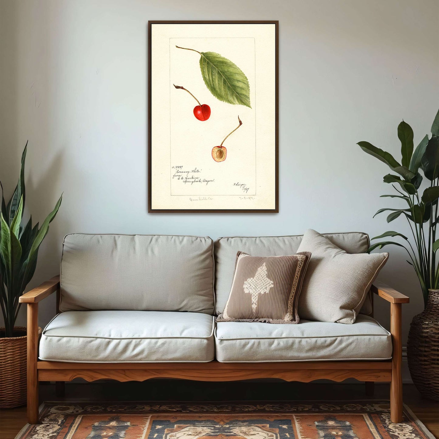 Cherry leaf and fruit watercolor by Bertha Heiges