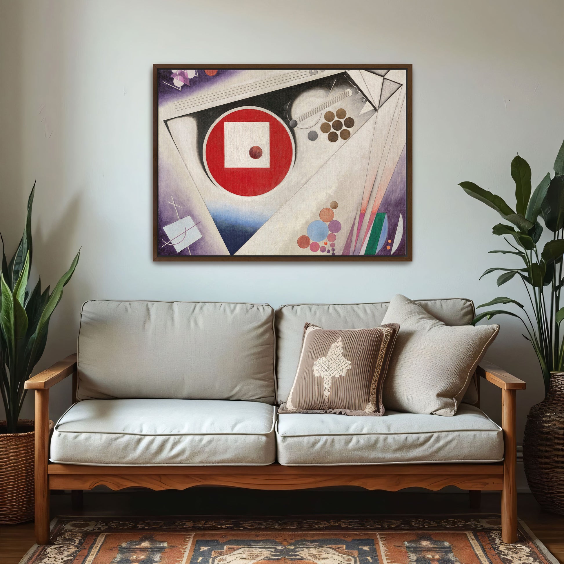 Abstract Geometric Composition With Red Circle And White Square By Rudolf Bauer