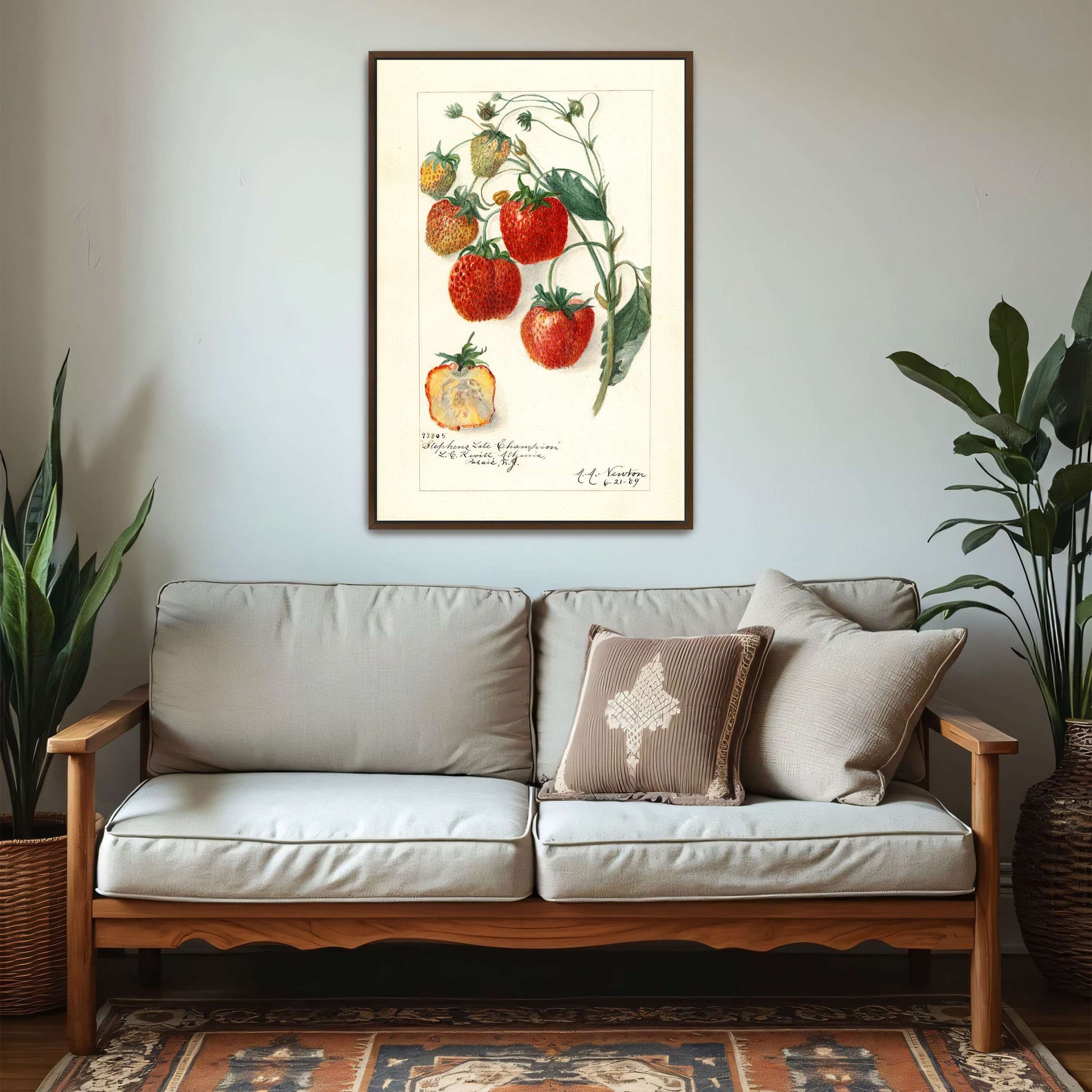 Watercolor painting of strawberries by Amanda Almira Newton