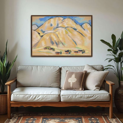 Pastel painting of hills and houses by Marsden Hartley