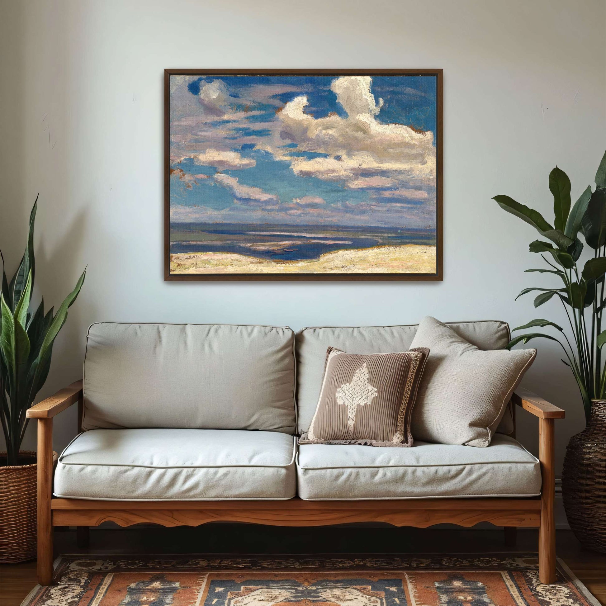 Clouds over a river landscape by Jan Stanislawski