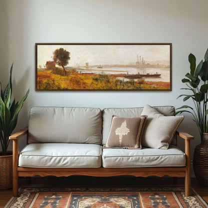 River Landscape with Boats and a House by Paul Baum