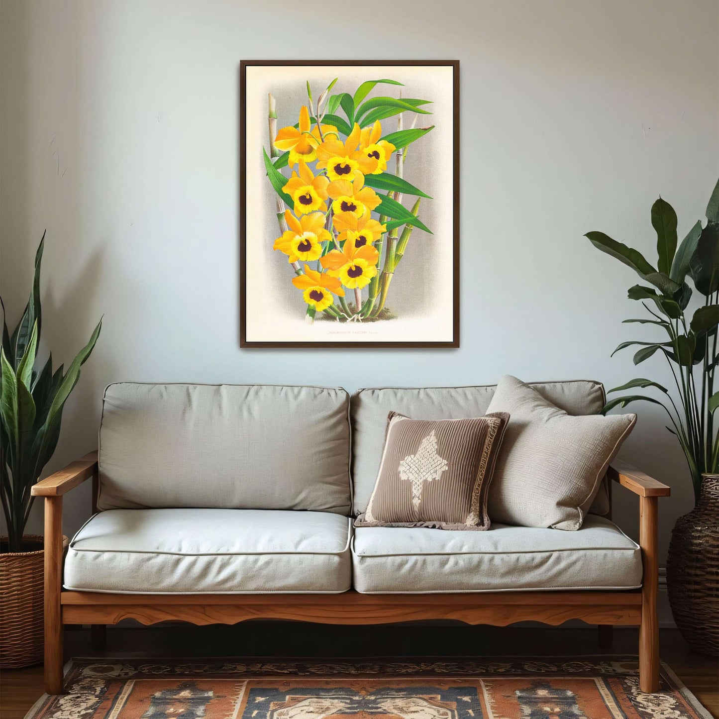 Yellow orchid botanical illustration by Jean Jules Linden