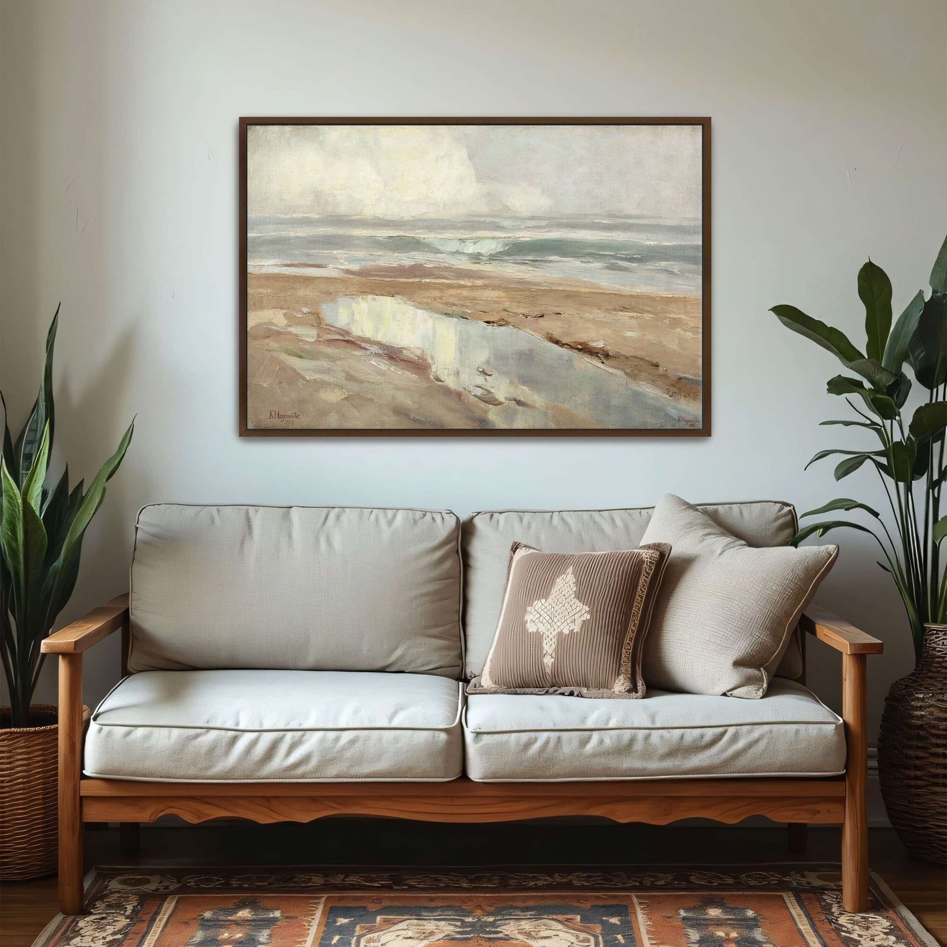 Seascape with a sandy beach by Karl Hagemeister