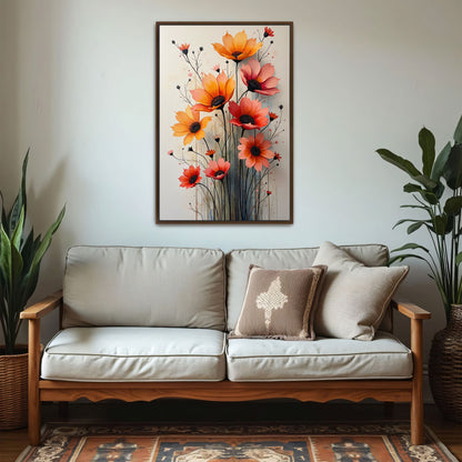 Orange And Pink Flower Bouquet Watercolor Painting By Yara Rabibzad