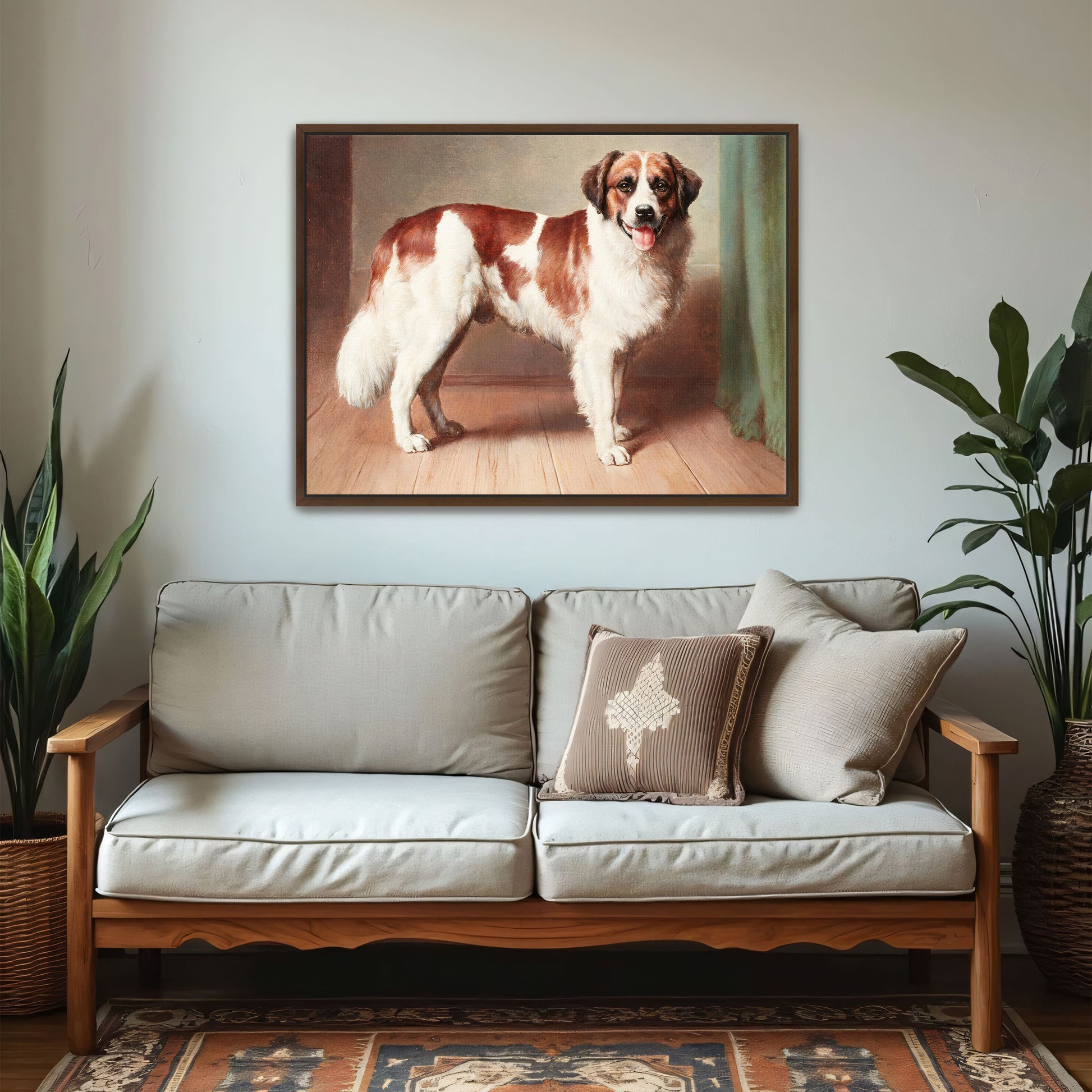 St. Bernard Dog Portrait, Standing, Indoor Setting By Carl Reichert