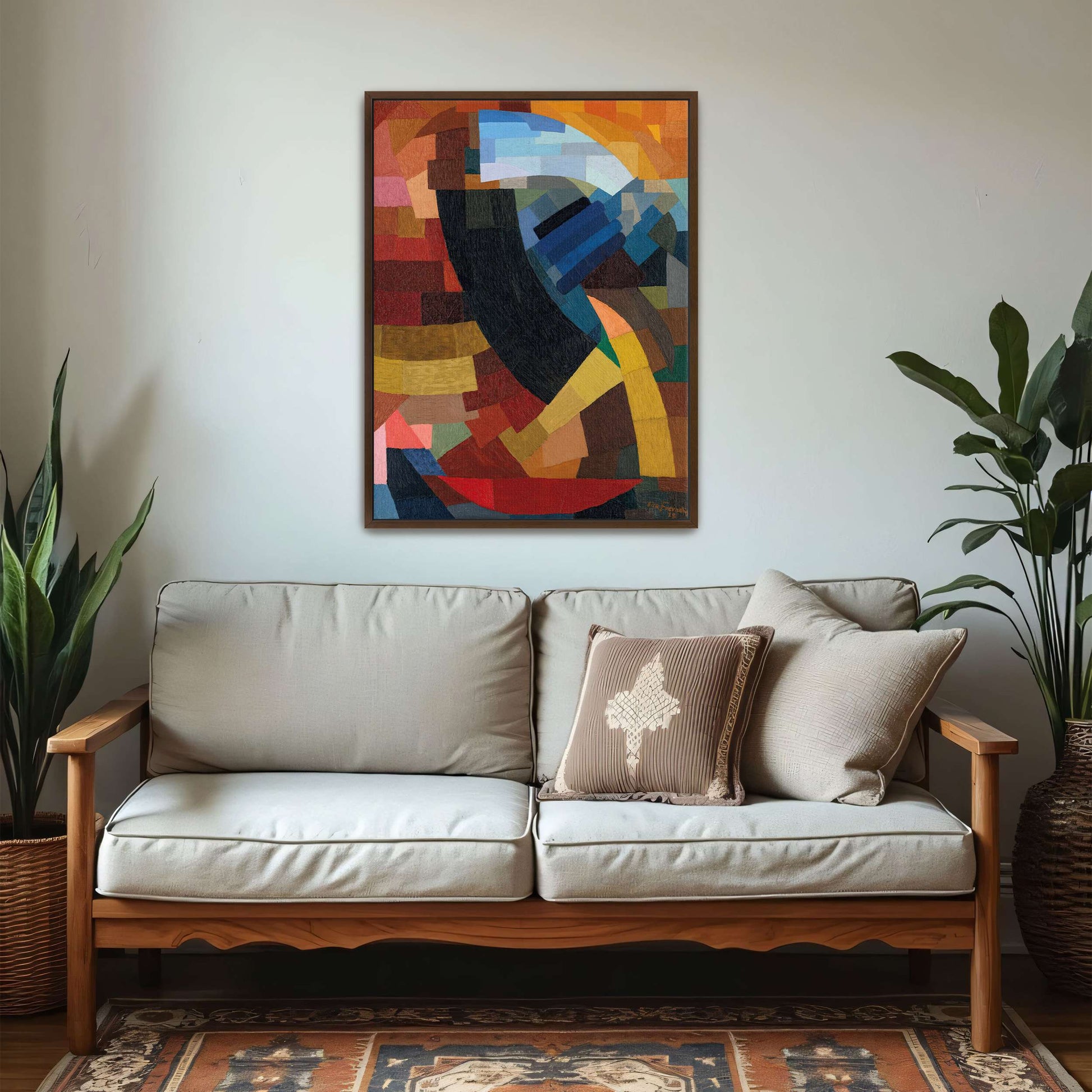 Abstract geometric art with curved lines by Otto Freundlich