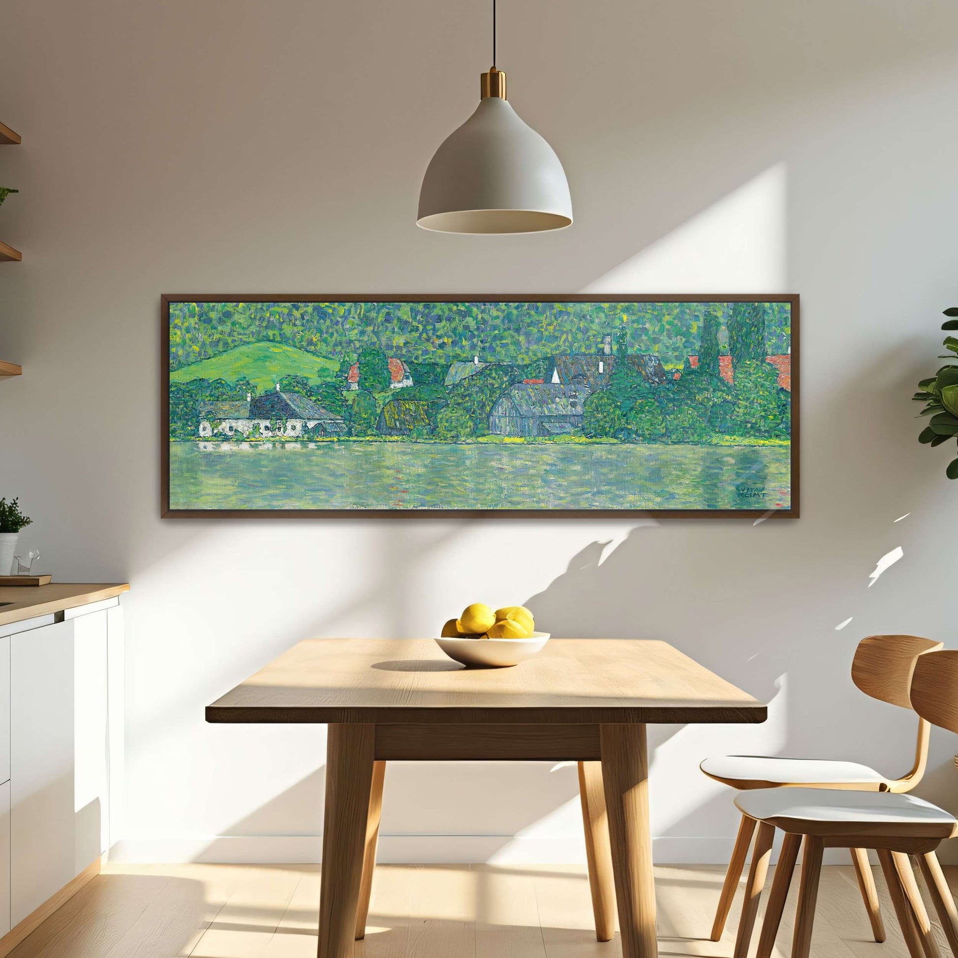 Village by a Lake with Green Hills by Gustav Klimt