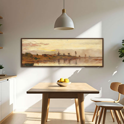 Sunset over a Dutch Canal with Windmill by Paul Baum